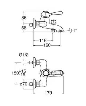 ART ELITE CRIAE107 - Wall-mounted single handle bathtub mixer with diverter by CRISTINA Rubinetterie - view 3